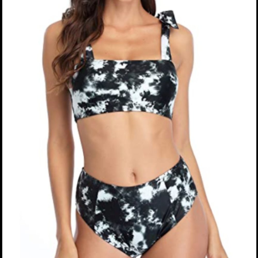 Beautyin Womens Printed High Waisted Two Piece Bikini